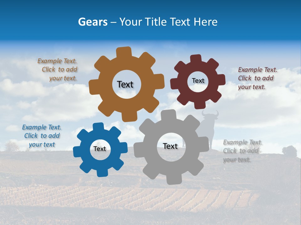 A Cow Standing On Top Of A Hill Under A Cloudy Blue Sky PowerPoint Template