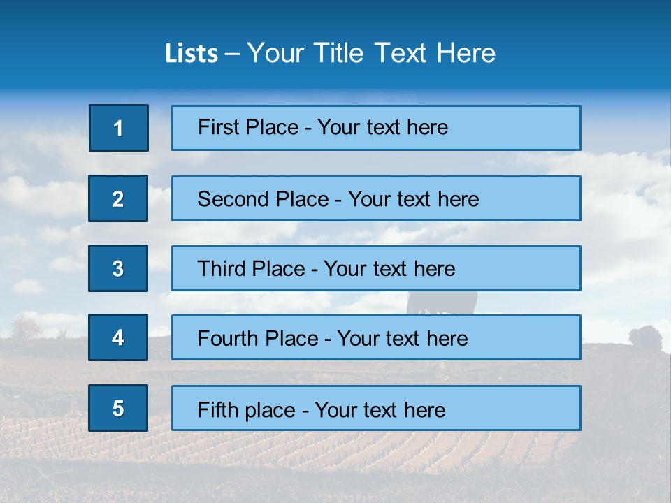 A Cow Standing On Top Of A Hill Under A Cloudy Blue Sky PowerPoint Template