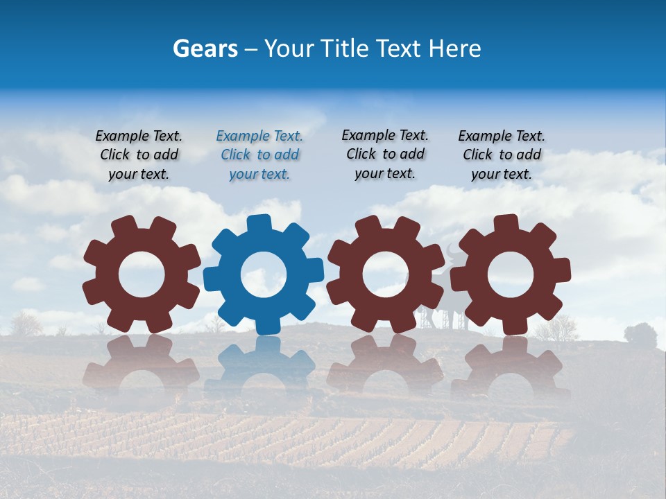 A Cow Standing On Top Of A Hill Under A Cloudy Blue Sky PowerPoint Template