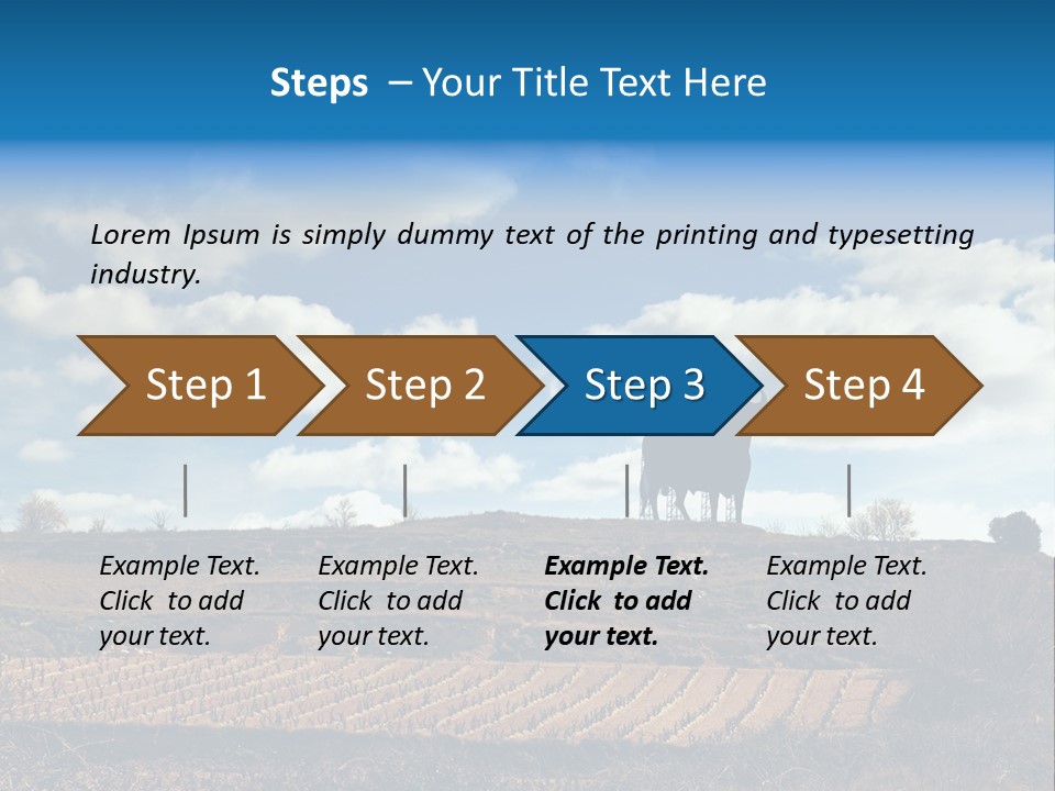 A Cow Standing On Top Of A Hill Under A Cloudy Blue Sky PowerPoint Template