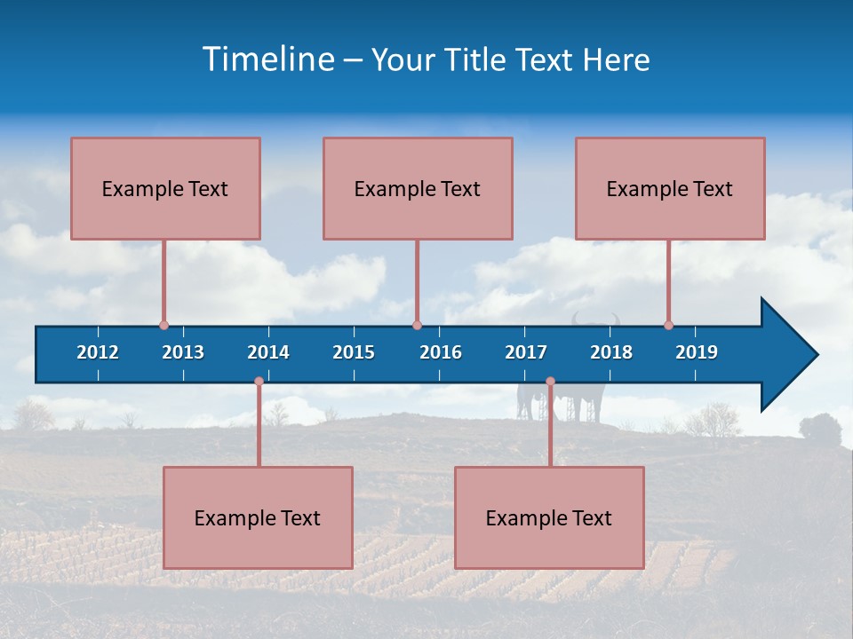 A Cow Standing On Top Of A Hill Under A Cloudy Blue Sky PowerPoint Template