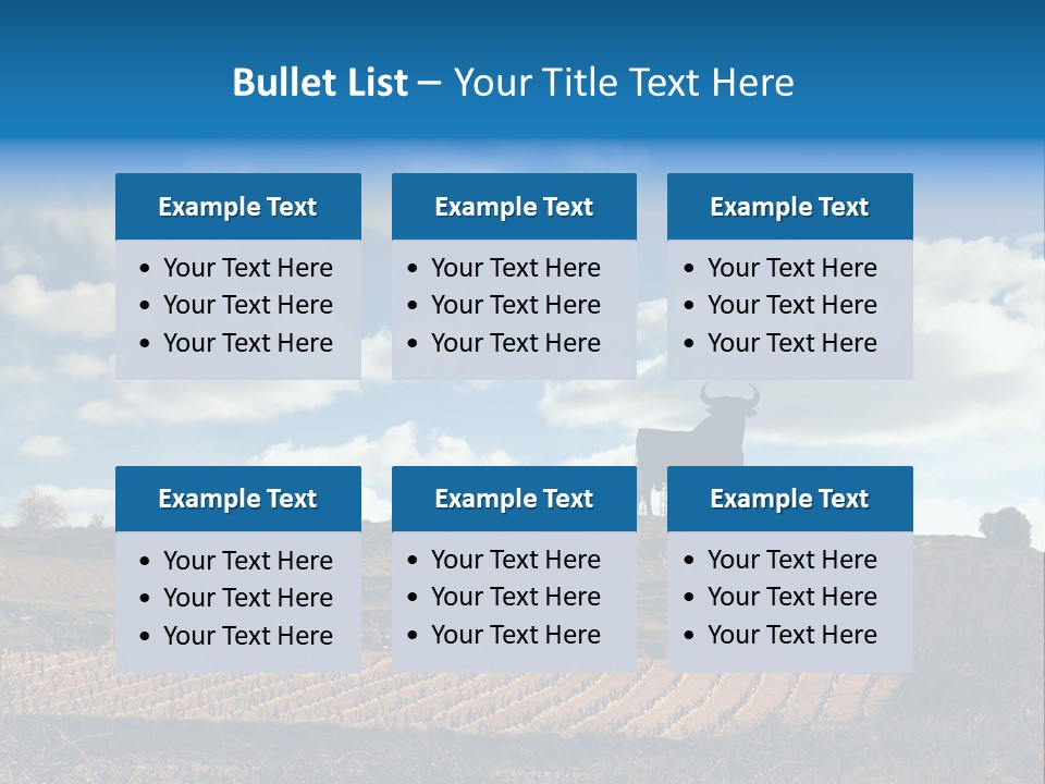 A Cow Standing On Top Of A Hill Under A Cloudy Blue Sky PowerPoint Template