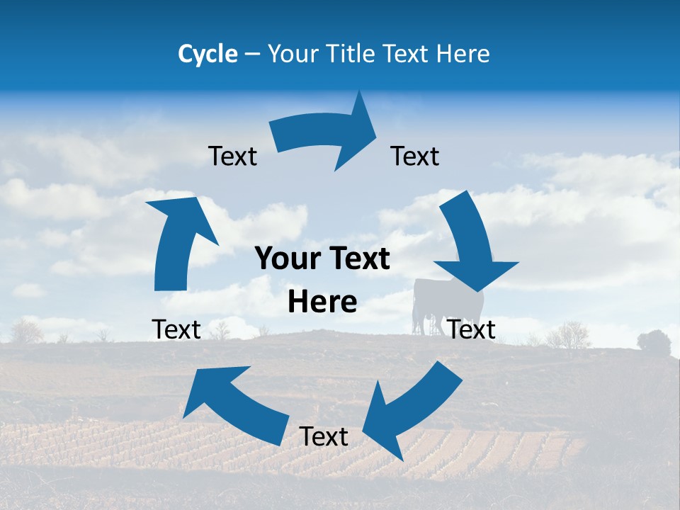 A Cow Standing On Top Of A Hill Under A Cloudy Blue Sky PowerPoint Template