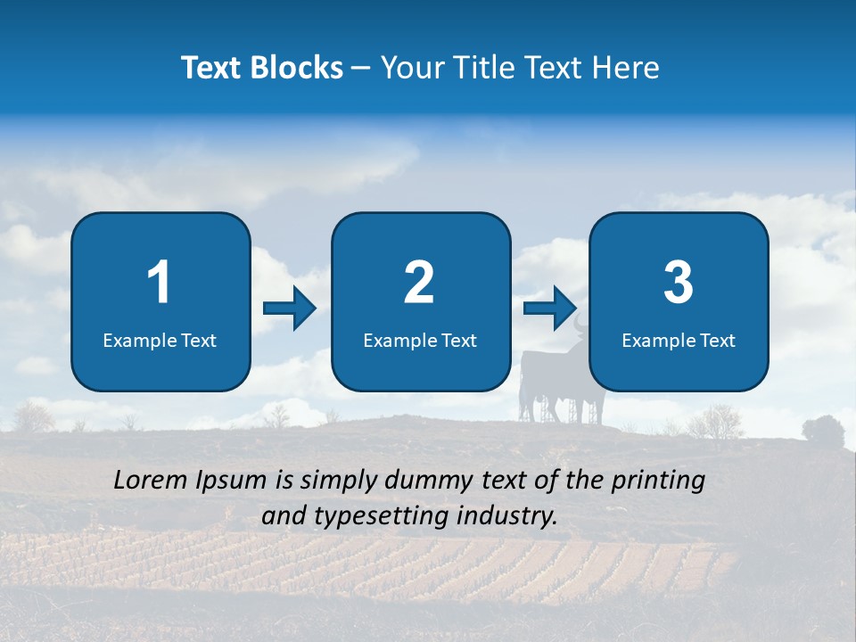 A Cow Standing On Top Of A Hill Under A Cloudy Blue Sky PowerPoint Template