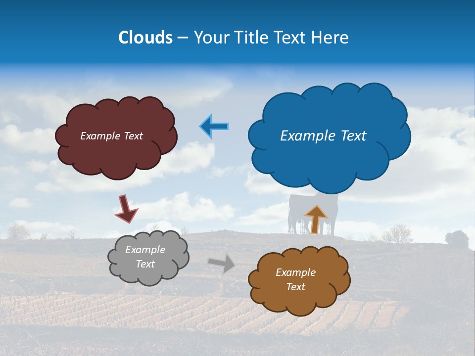 A Cow Standing On Top Of A Hill Under A Cloudy Blue Sky PowerPoint Template