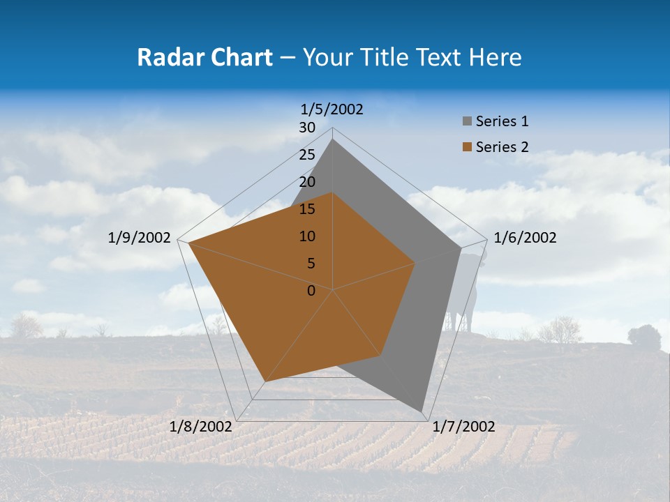 A Cow Standing On Top Of A Hill Under A Cloudy Blue Sky PowerPoint Template