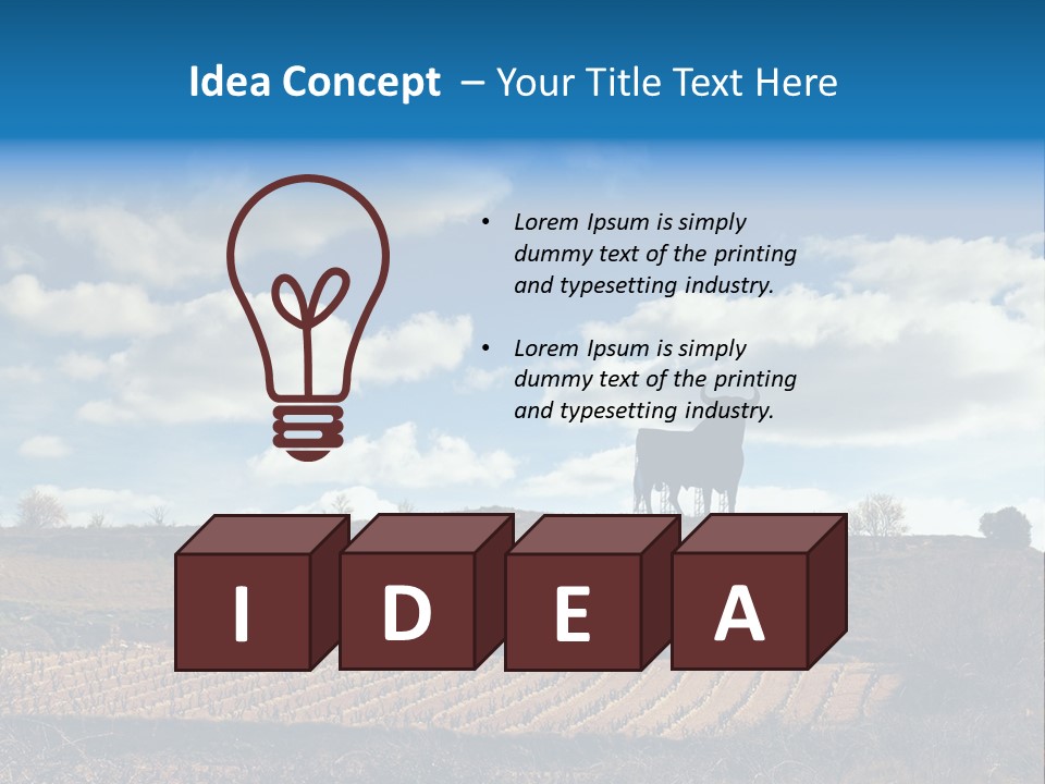 A Cow Standing On Top Of A Hill Under A Cloudy Blue Sky PowerPoint Template