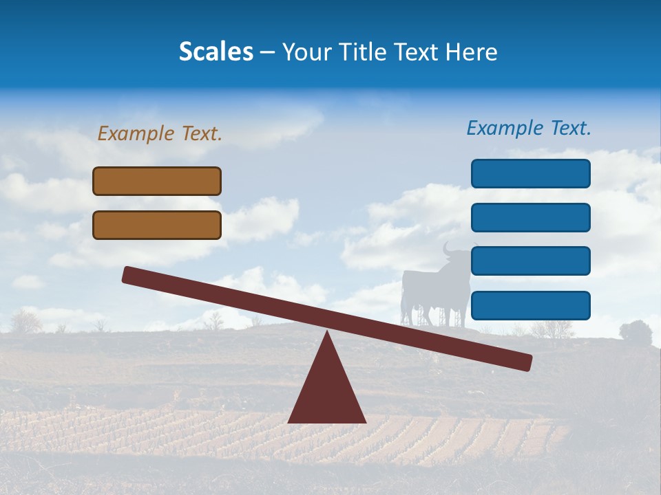 A Cow Standing On Top Of A Hill Under A Cloudy Blue Sky PowerPoint Template