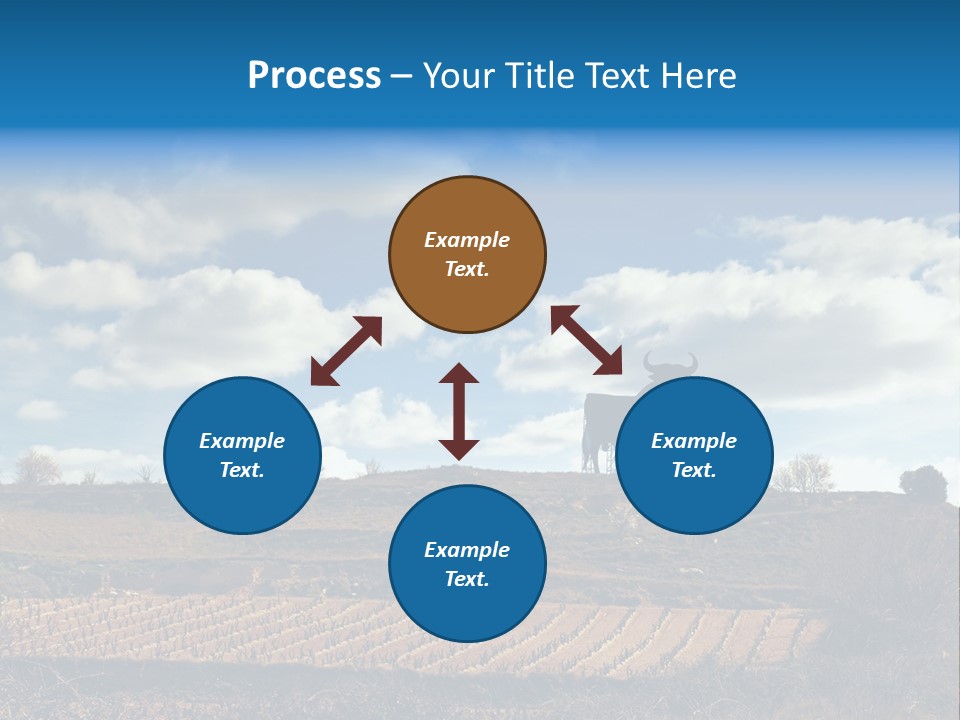A Cow Standing On Top Of A Hill Under A Cloudy Blue Sky PowerPoint Template