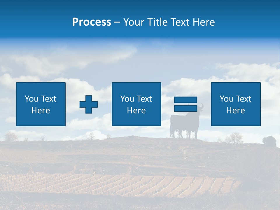 A Cow Standing On Top Of A Hill Under A Cloudy Blue Sky PowerPoint Template