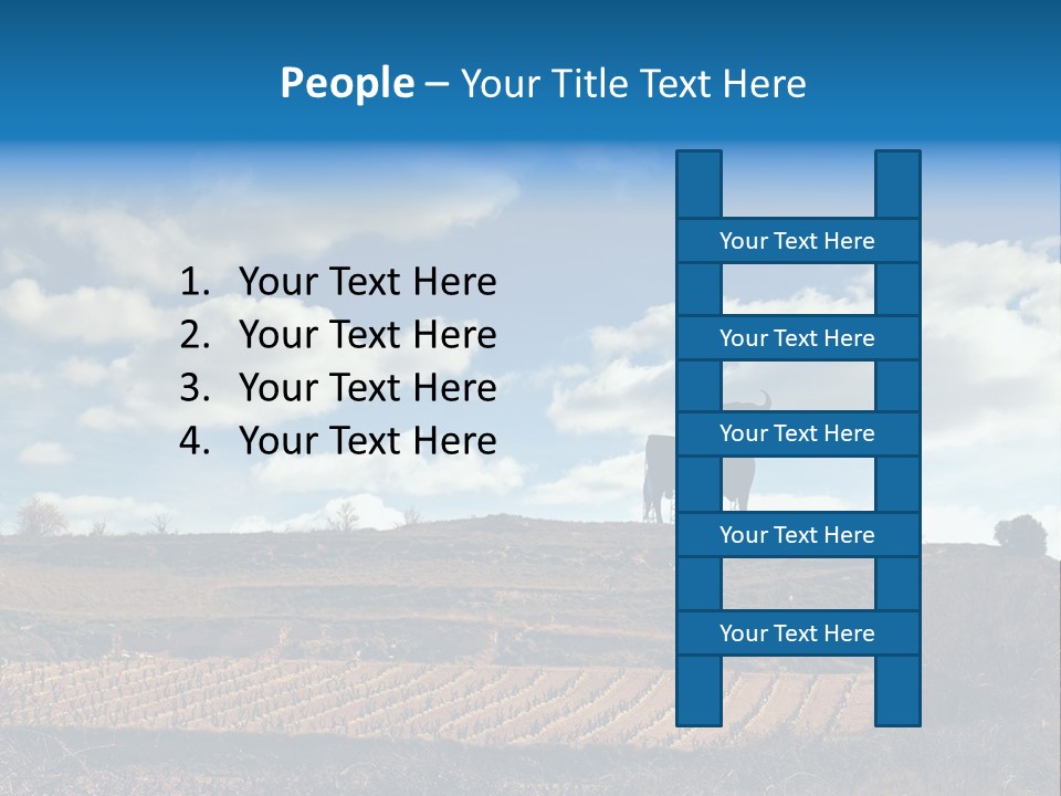 A Cow Standing On Top Of A Hill Under A Cloudy Blue Sky PowerPoint Template