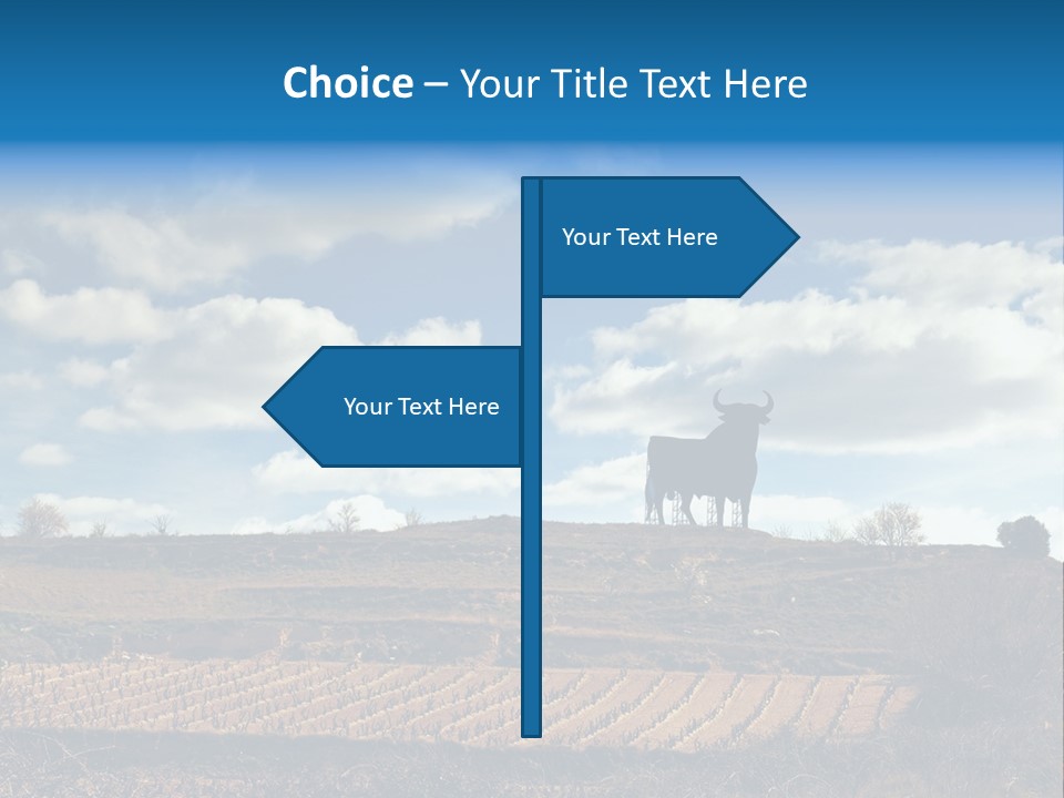 A Cow Standing On Top Of A Hill Under A Cloudy Blue Sky PowerPoint Template