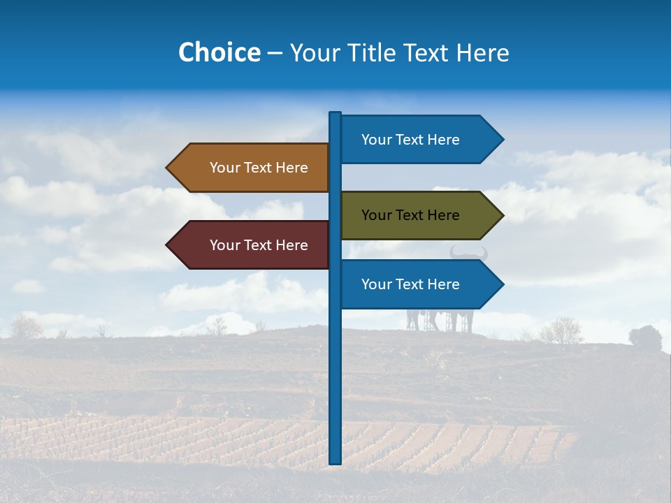 A Cow Standing On Top Of A Hill Under A Cloudy Blue Sky PowerPoint Template