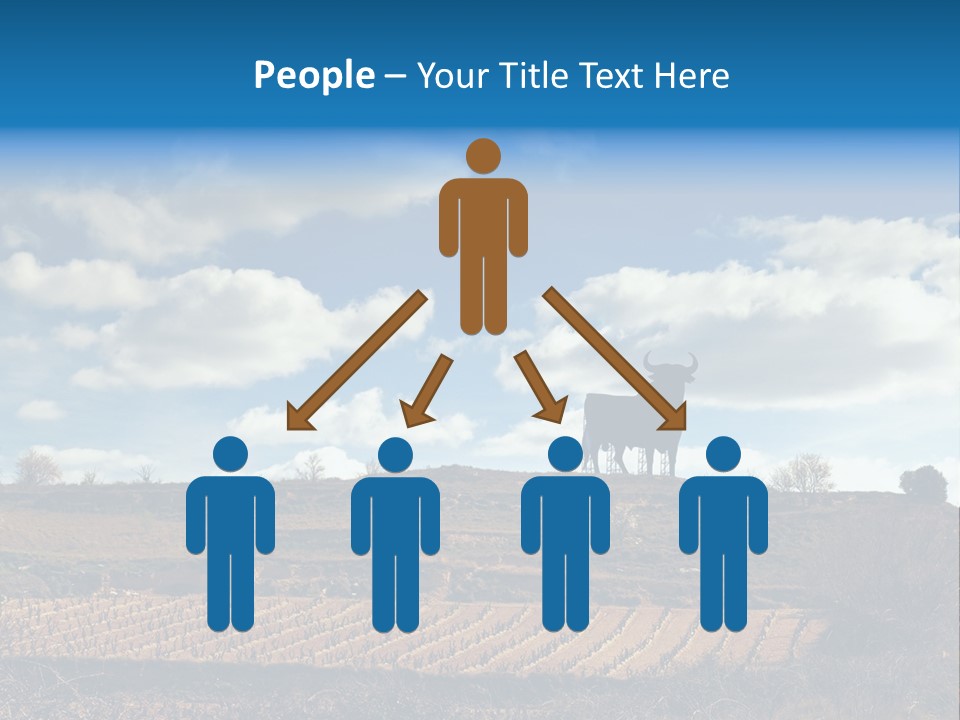 A Cow Standing On Top Of A Hill Under A Cloudy Blue Sky PowerPoint Template