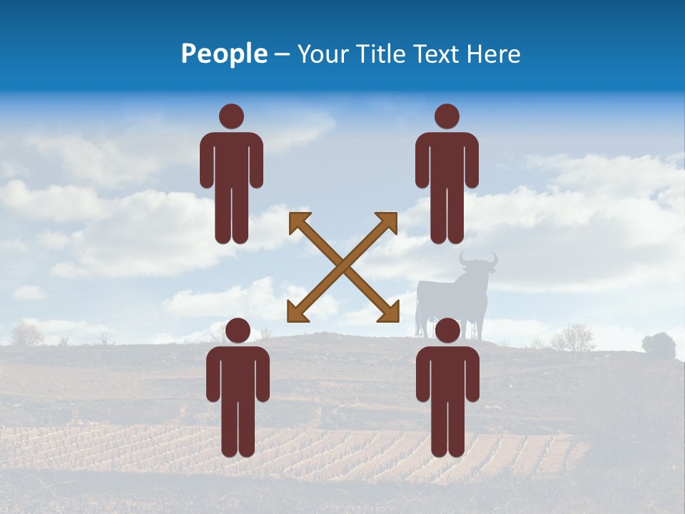 A Cow Standing On Top Of A Hill Under A Cloudy Blue Sky PowerPoint Template