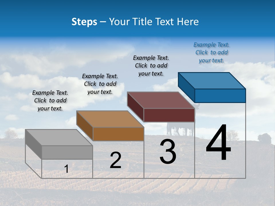A Cow Standing On Top Of A Hill Under A Cloudy Blue Sky PowerPoint Template