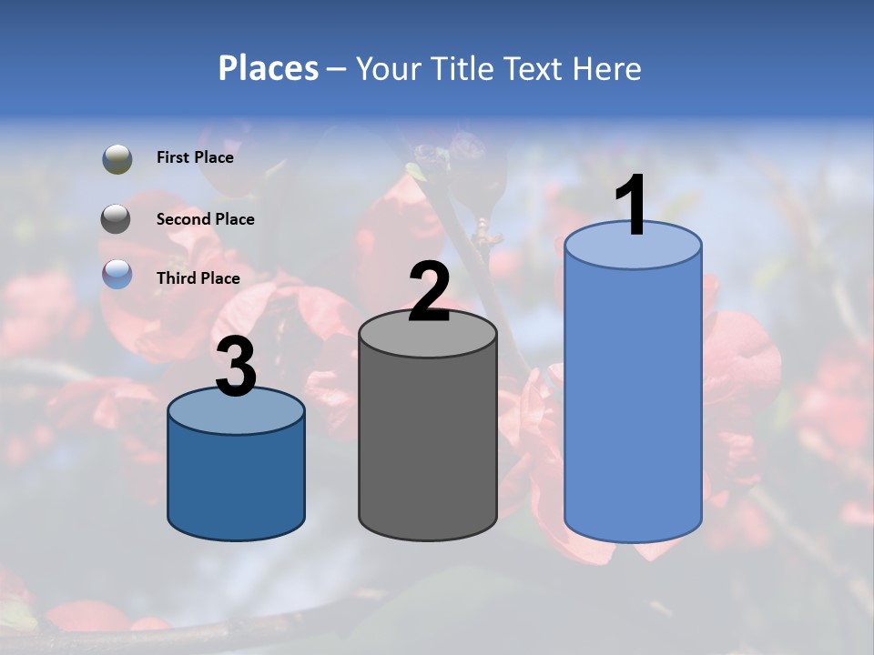 A Branch Of A Flowering Tree With Red Flowers PowerPoint Template