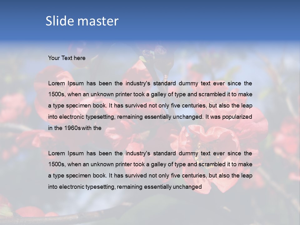 A Branch Of A Flowering Tree With Red Flowers PowerPoint Template