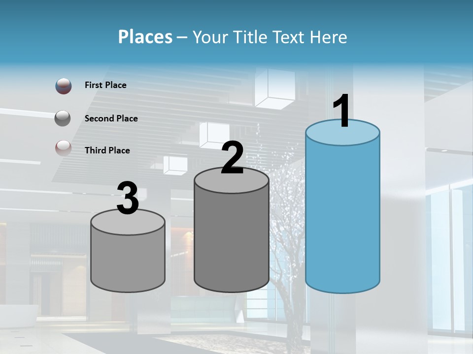 A Large Room With A Tree In The Middle Of It PowerPoint Template