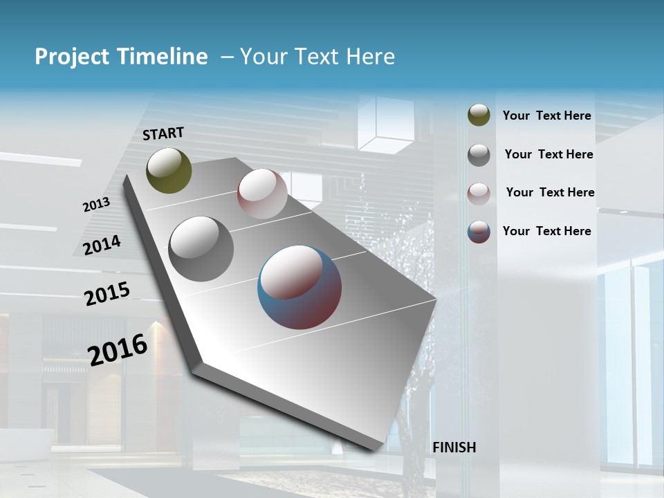 A Large Room With A Tree In The Middle Of It PowerPoint Template