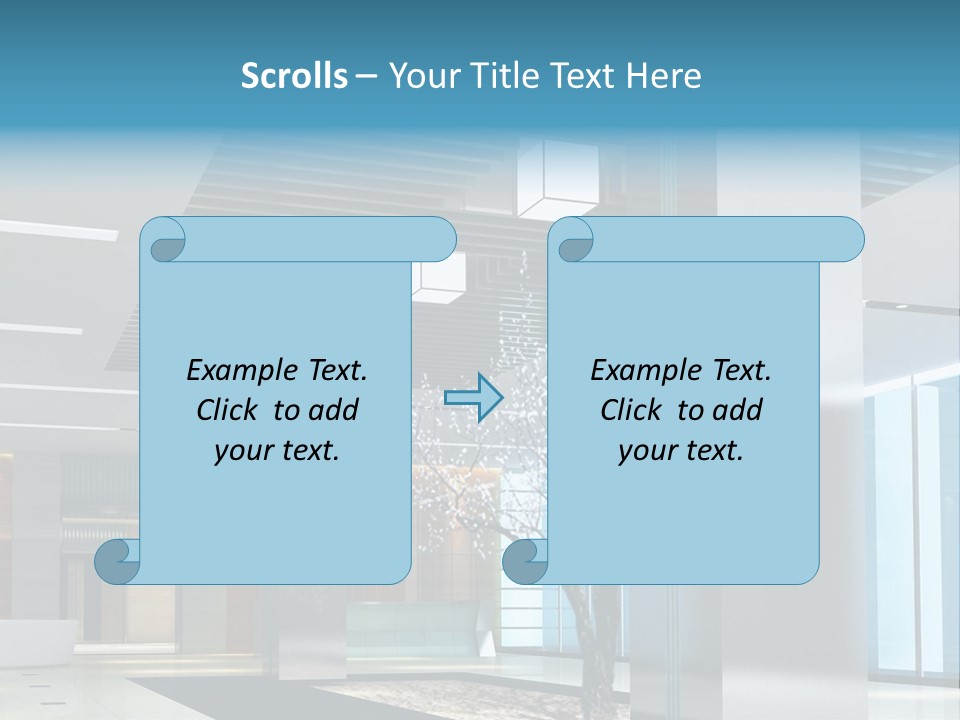 A Large Room With A Tree In The Middle Of It PowerPoint Template