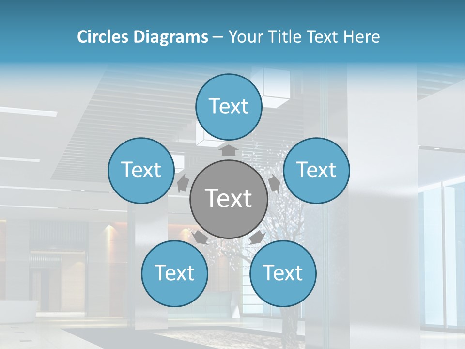 A Large Room With A Tree In The Middle Of It PowerPoint Template