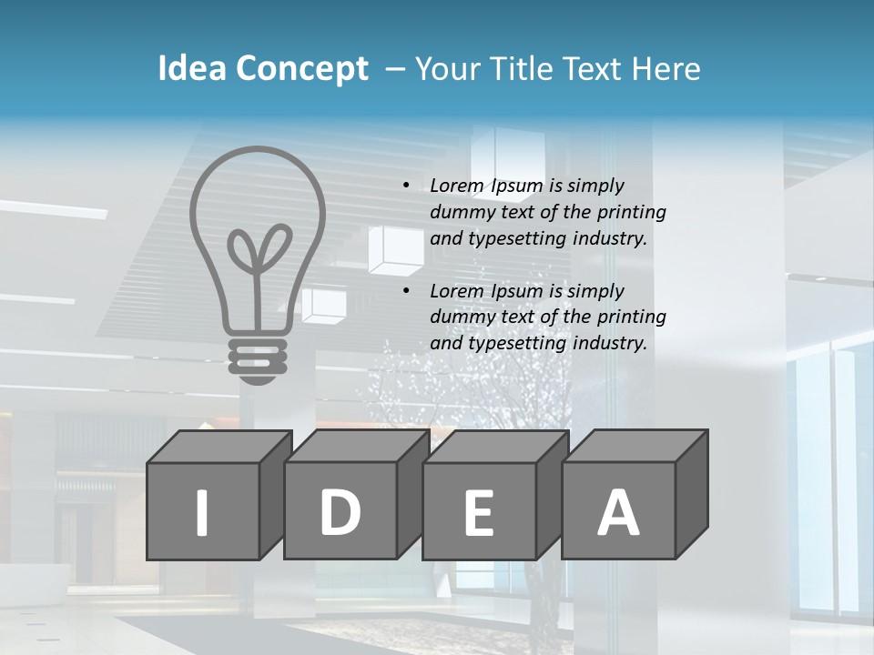 A Large Room With A Tree In The Middle Of It PowerPoint Template