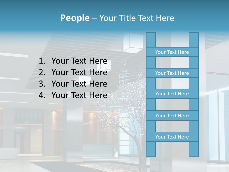 A Large Room With A Tree In The Middle Of It PowerPoint Template