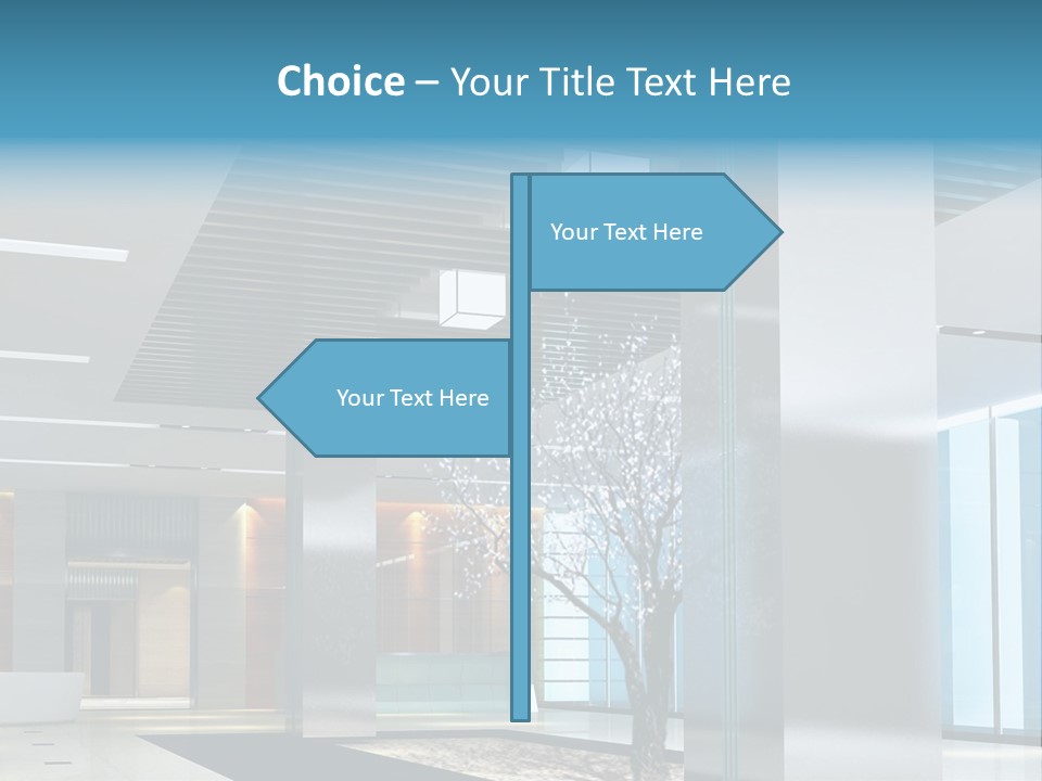 A Large Room With A Tree In The Middle Of It PowerPoint Template