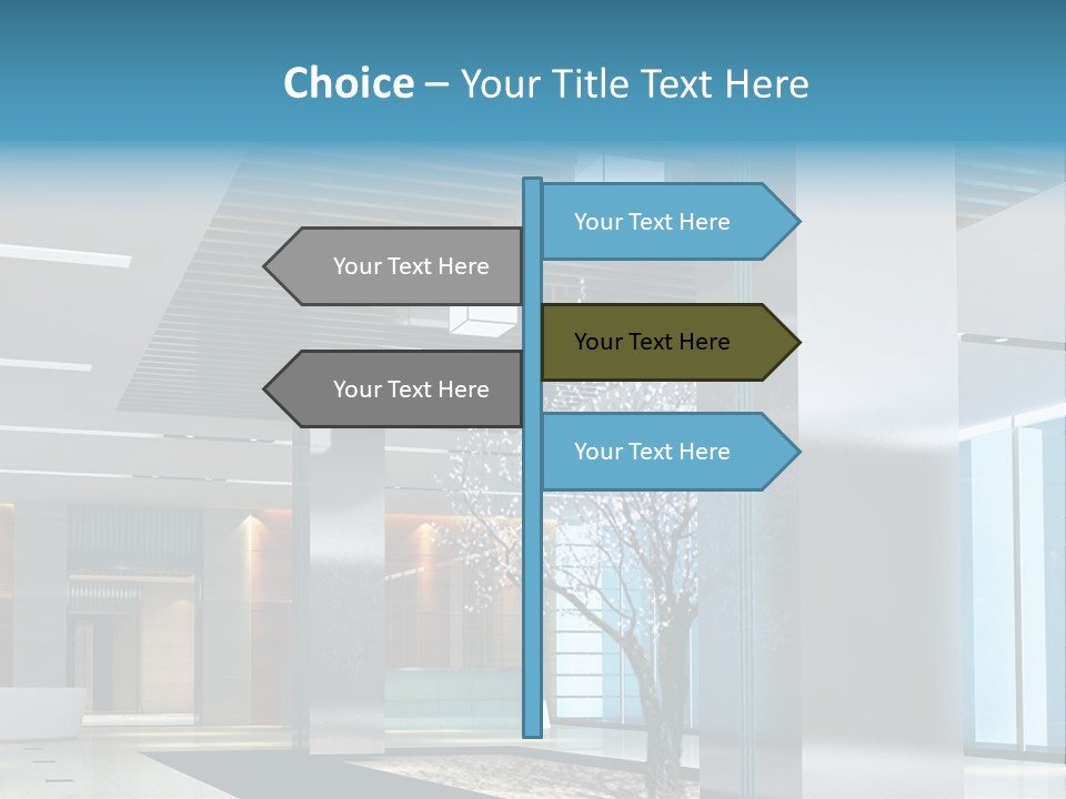A Large Room With A Tree In The Middle Of It PowerPoint Template