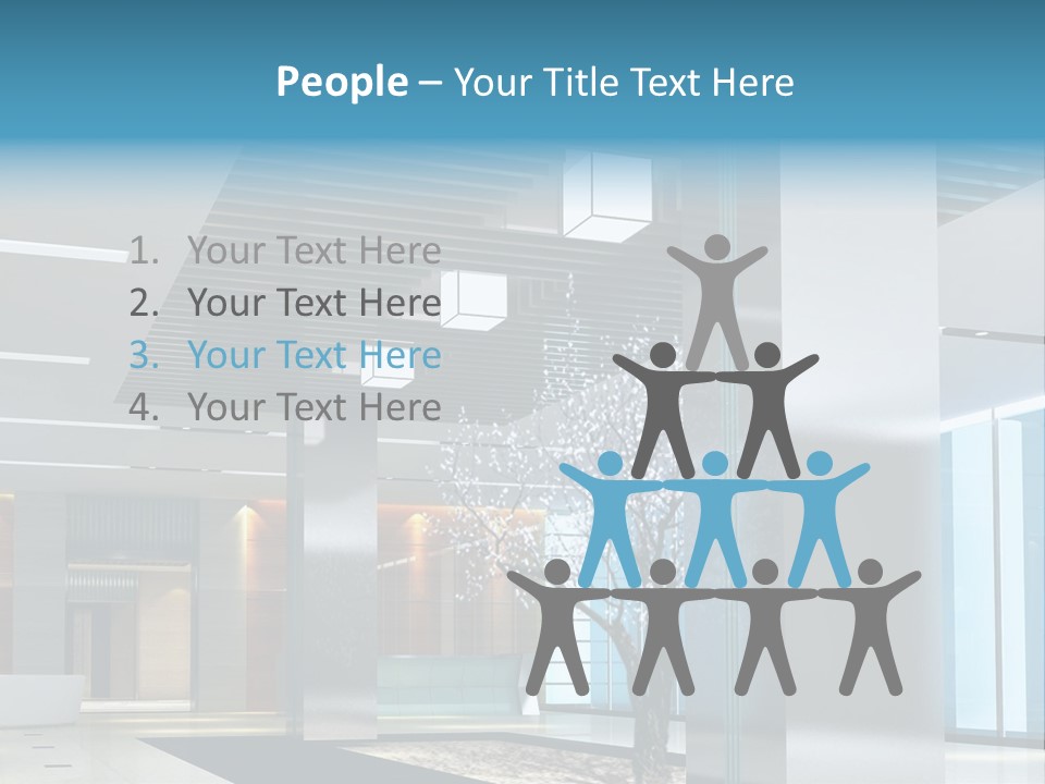 A Large Room With A Tree In The Middle Of It PowerPoint Template