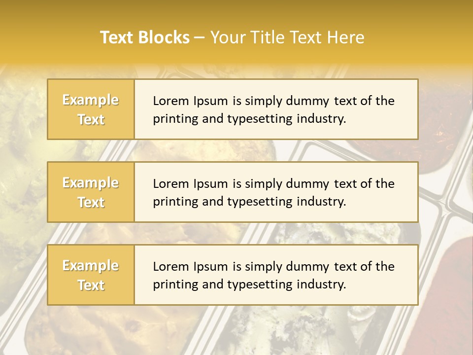 A Variety Of Ice Creams In Trays On A Table PowerPoint Template