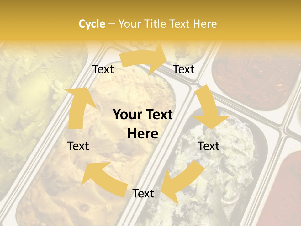 A Variety Of Ice Creams In Trays On A Table PowerPoint Template