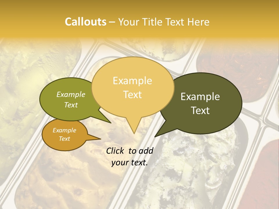 A Variety Of Ice Creams In Trays On A Table PowerPoint Template
