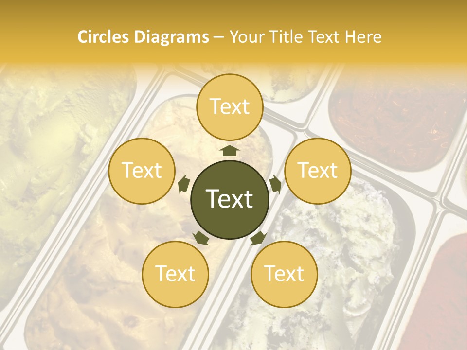 A Variety Of Ice Creams In Trays On A Table PowerPoint Template