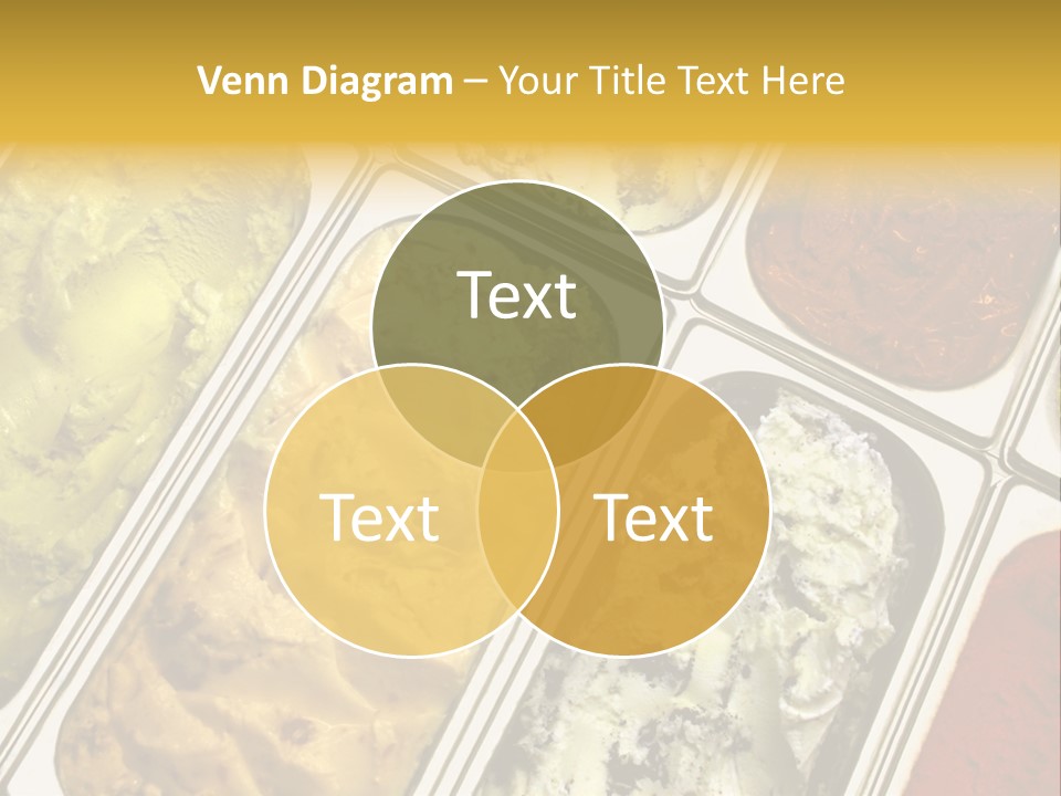A Variety Of Ice Creams In Trays On A Table PowerPoint Template