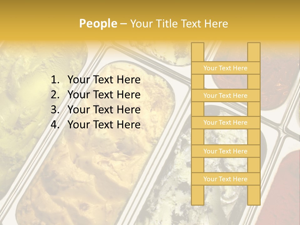 A Variety Of Ice Creams In Trays On A Table PowerPoint Template