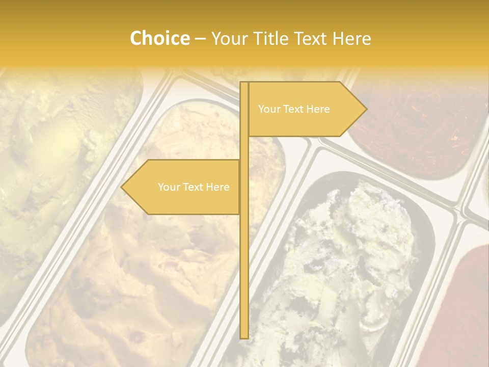 A Variety Of Ice Creams In Trays On A Table PowerPoint Template