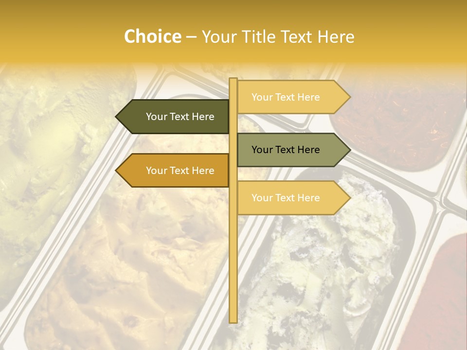 A Variety Of Ice Creams In Trays On A Table PowerPoint Template