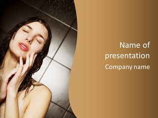 A Woman In A Shower With Her Eyes Closed PowerPoint Template