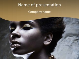 A Woman With A Gold Necklace On Her Neck PowerPoint Template