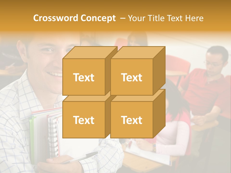 A Man Holding A Book In Front Of A Group Of People PowerPoint Template