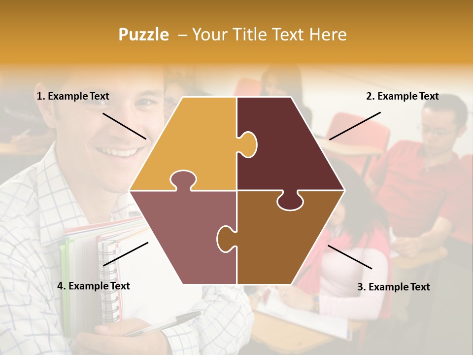 A Man Holding A Book In Front Of A Group Of People PowerPoint Template