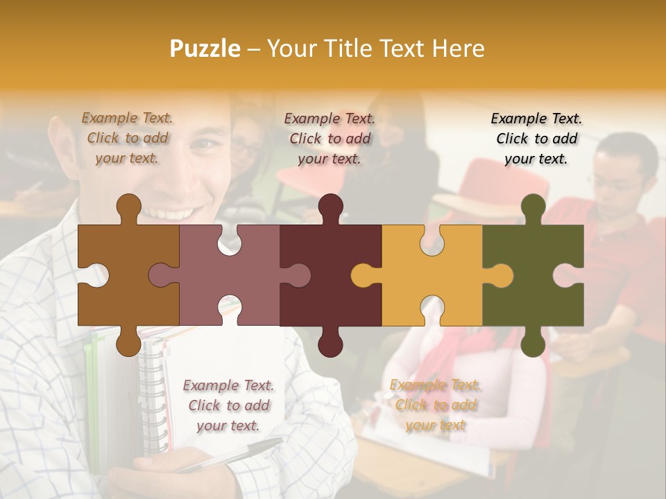 A Man Holding A Book In Front Of A Group Of People PowerPoint Template