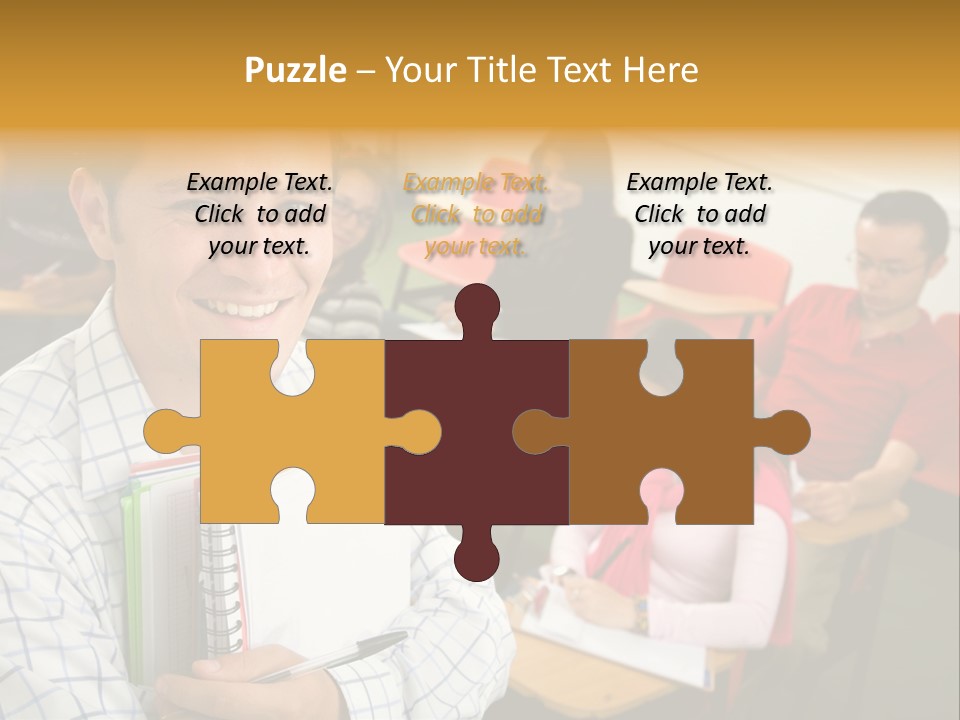 A Man Holding A Book In Front Of A Group Of People PowerPoint Template