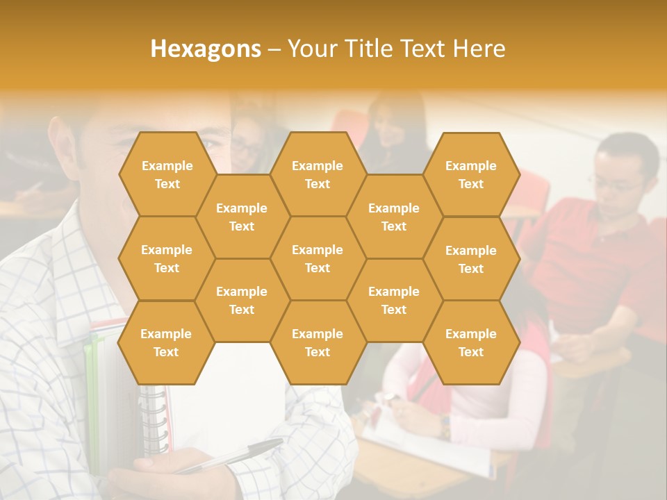 A Man Holding A Book In Front Of A Group Of People PowerPoint Template