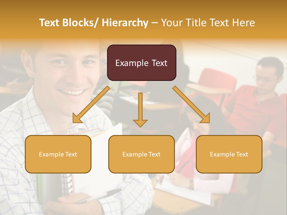A Man Holding A Book In Front Of A Group Of People PowerPoint Template