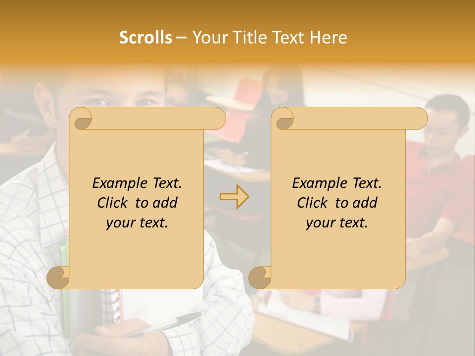 A Man Holding A Book In Front Of A Group Of People PowerPoint Template