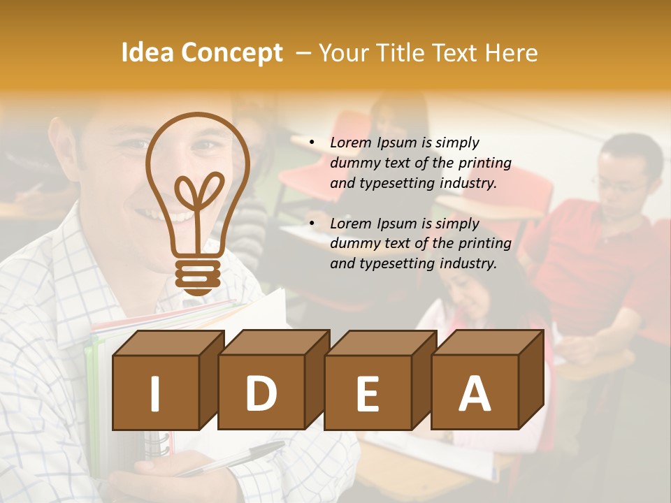 A Man Holding A Book In Front Of A Group Of People PowerPoint Template