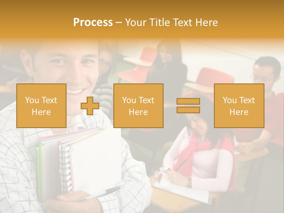 A Man Holding A Book In Front Of A Group Of People PowerPoint Template